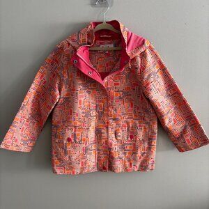 Piccolina Hooded Rain Coat in Pink Circuitry EUC 7